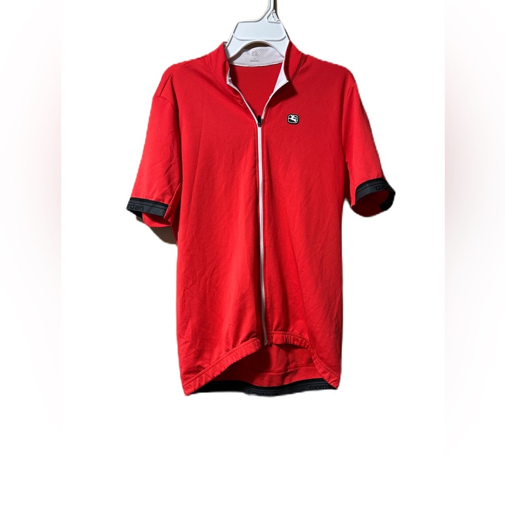 Red Cycling Jersey with Black Trim L